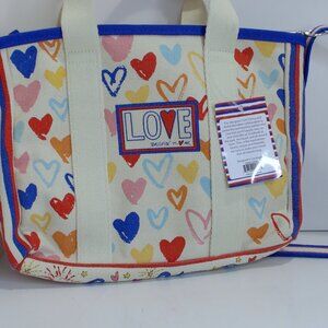Brighton Love Canvas Tote with Crossbody Strap in Multicolor.